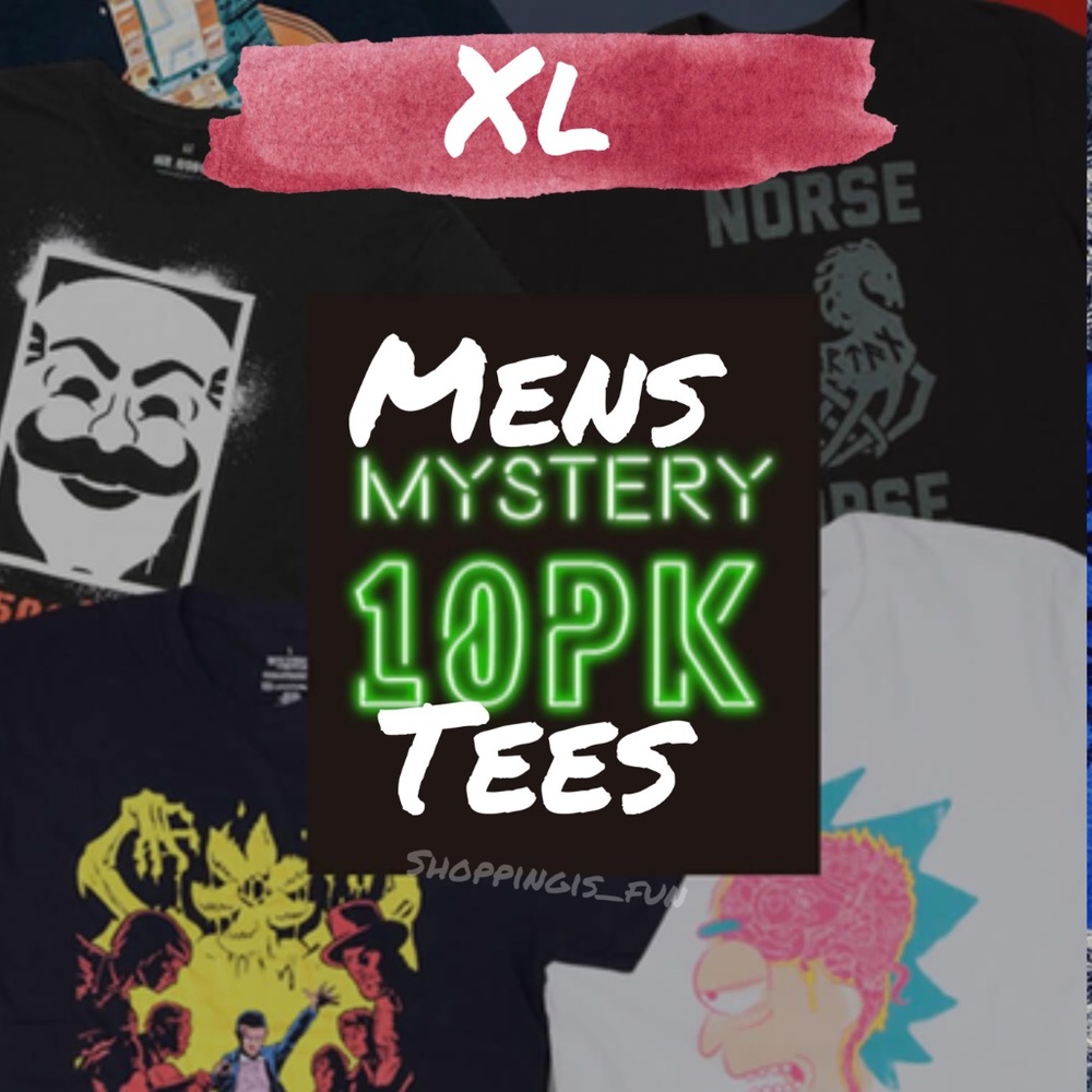 NEW 🟢10Pc Large Mens TSHIRT Tees Mystery Box! 🟢